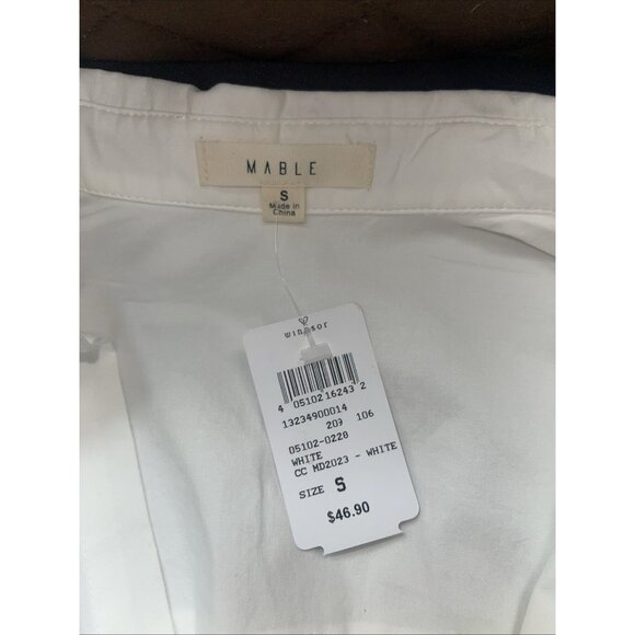 Mable Womens White Ruched Shirt Dress S - Picture 6 of 16